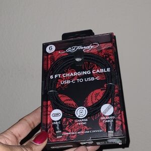 Ed Hardy Black 6 ft USB-C Charging Cable